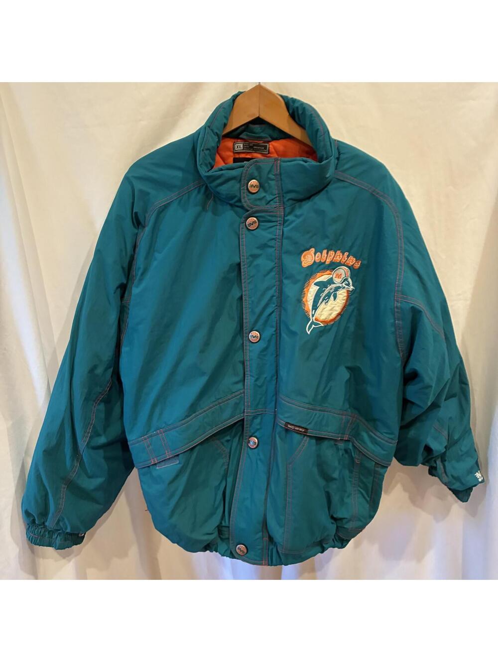 Vintage Miami Dolphins Sz XL Mirage 1995 NFL Heavy Puffer Starter Jacket
